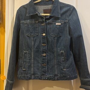 CALVIN KLEIN BLUE JEAN JACKET 6 SILVER BUTTONS 4 POCKETS DOWN FRONT SIZE LARGE